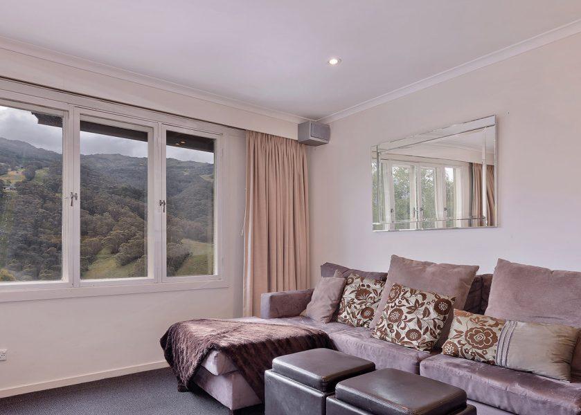 Lounge and View of Karoonda 6, Thredbo Accommodatio